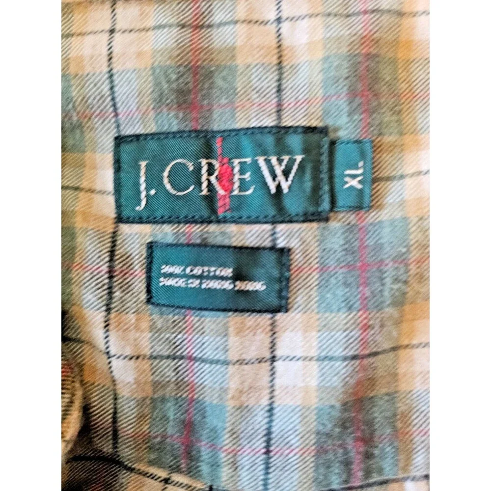 J Crew Classic Fit Plaid Brushed Twill Shirt Men XL multi colored vintage